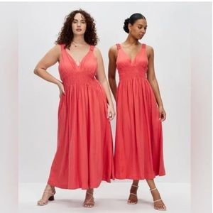 Abercrombie Coral Scrunchie Dress